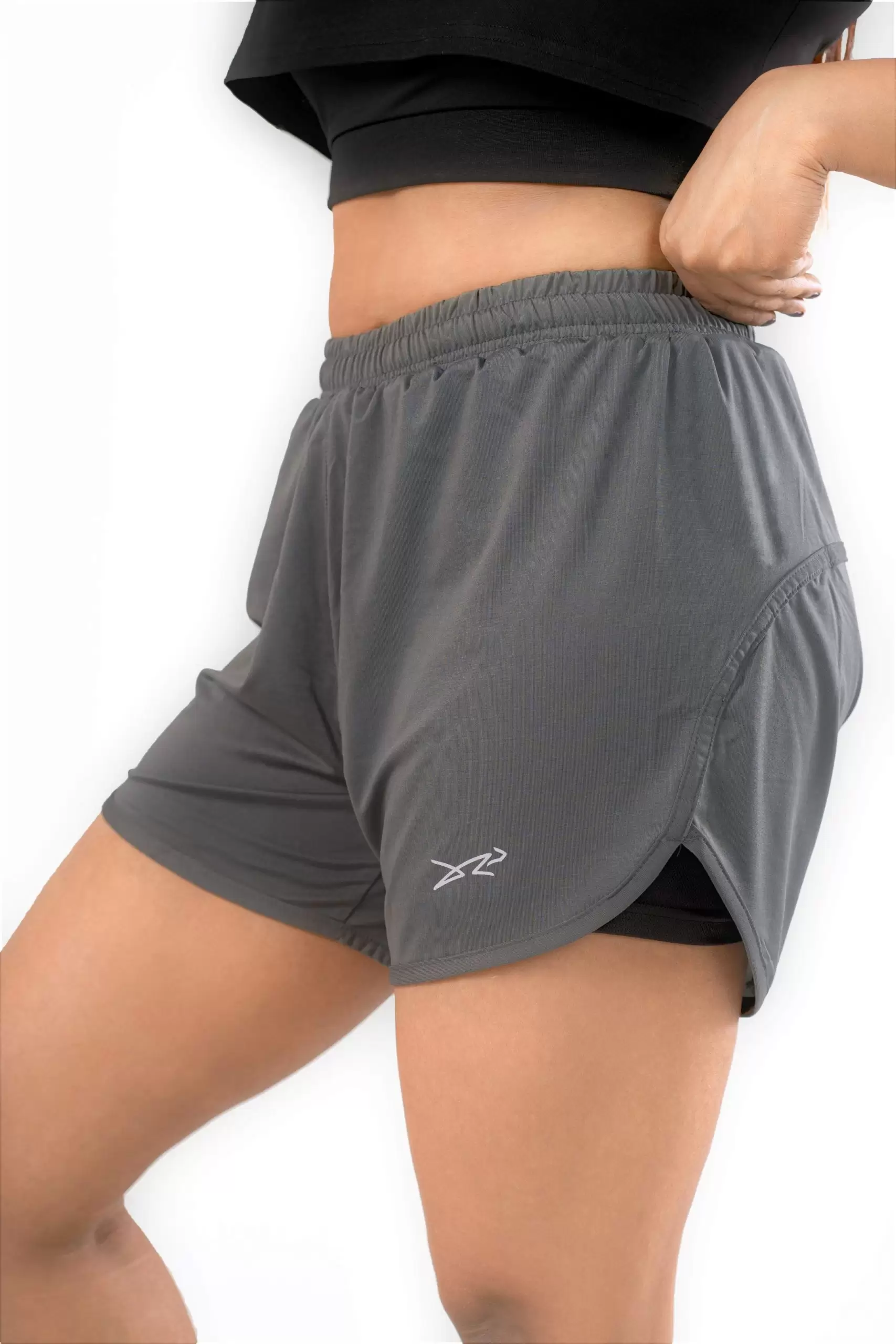 Dour Womens's 2 In 1 Running Shorts grey 01 2 In 1 Running Shorts - Image 1